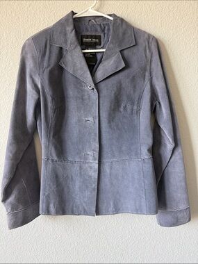Brandon Thomas Light Gray Suede Tailored Blazer